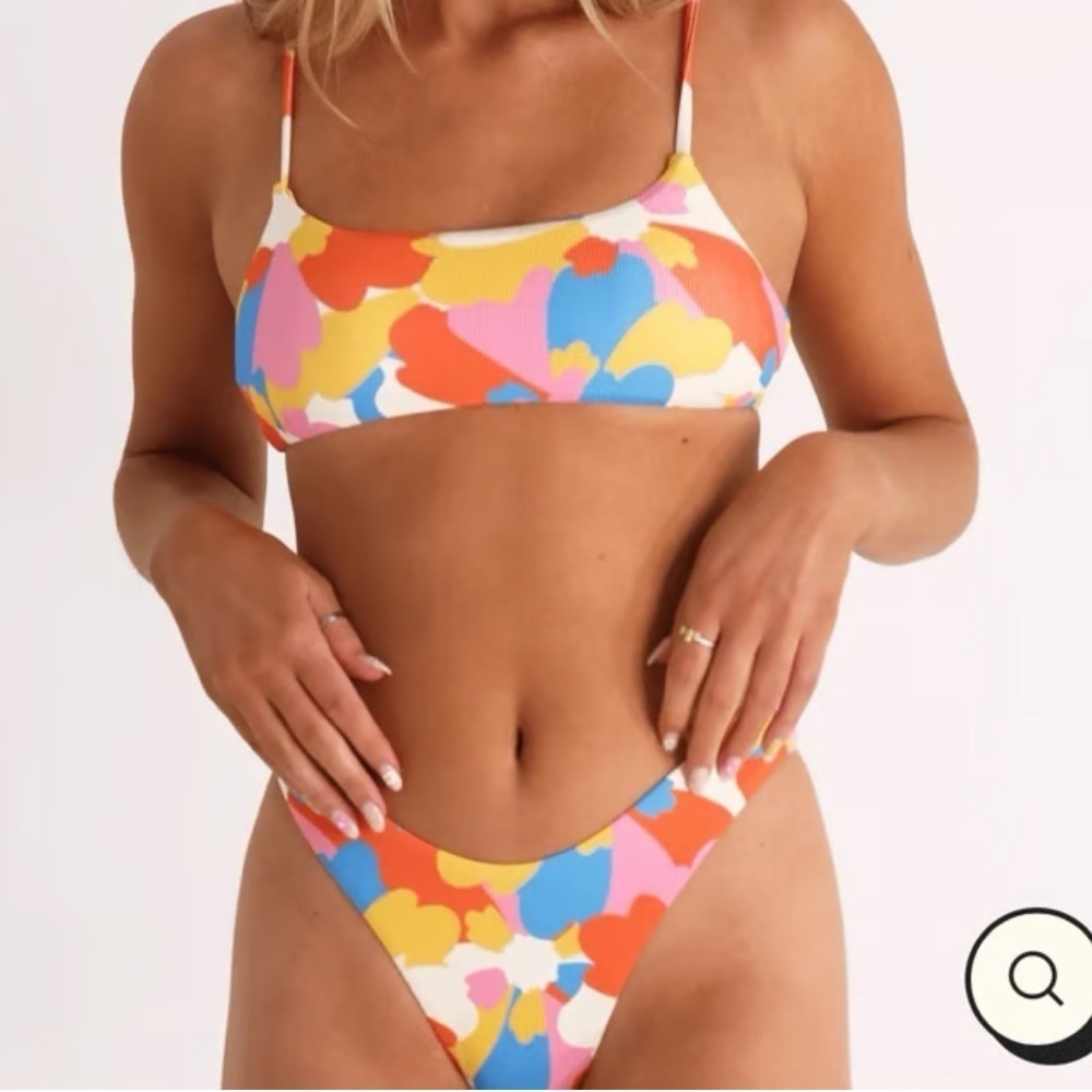 Aurelle Monaco Bikini M Floral High Cut Two Piece Retro Swim Euro Summer Boho